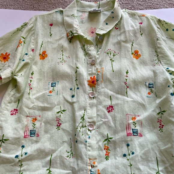 Hot Cotton Tops Vintage Hot Cotton Linen Floral Shirt Size Medium Poshmark